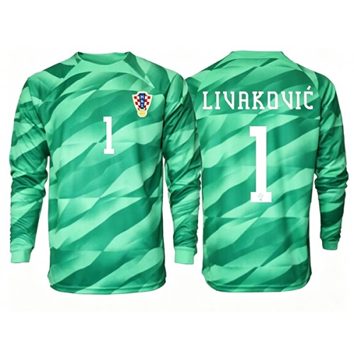 Stroje piłkarskie Chorwacja Dominik Livakovic #1 Bramkarskie Koszulka Wyjazdowej MŚ 2026 Długi Rękaw